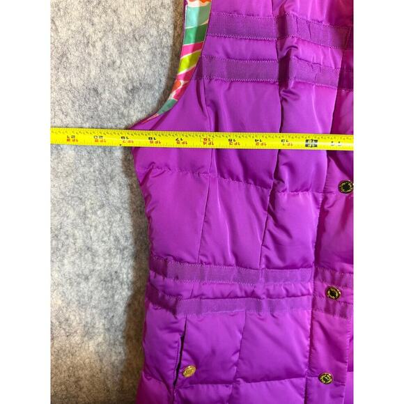 Lilly Pulitzer Kate Purple Gold Puffer Vest Floral Lining - Small Style 73540 - Picture 8 of 9
